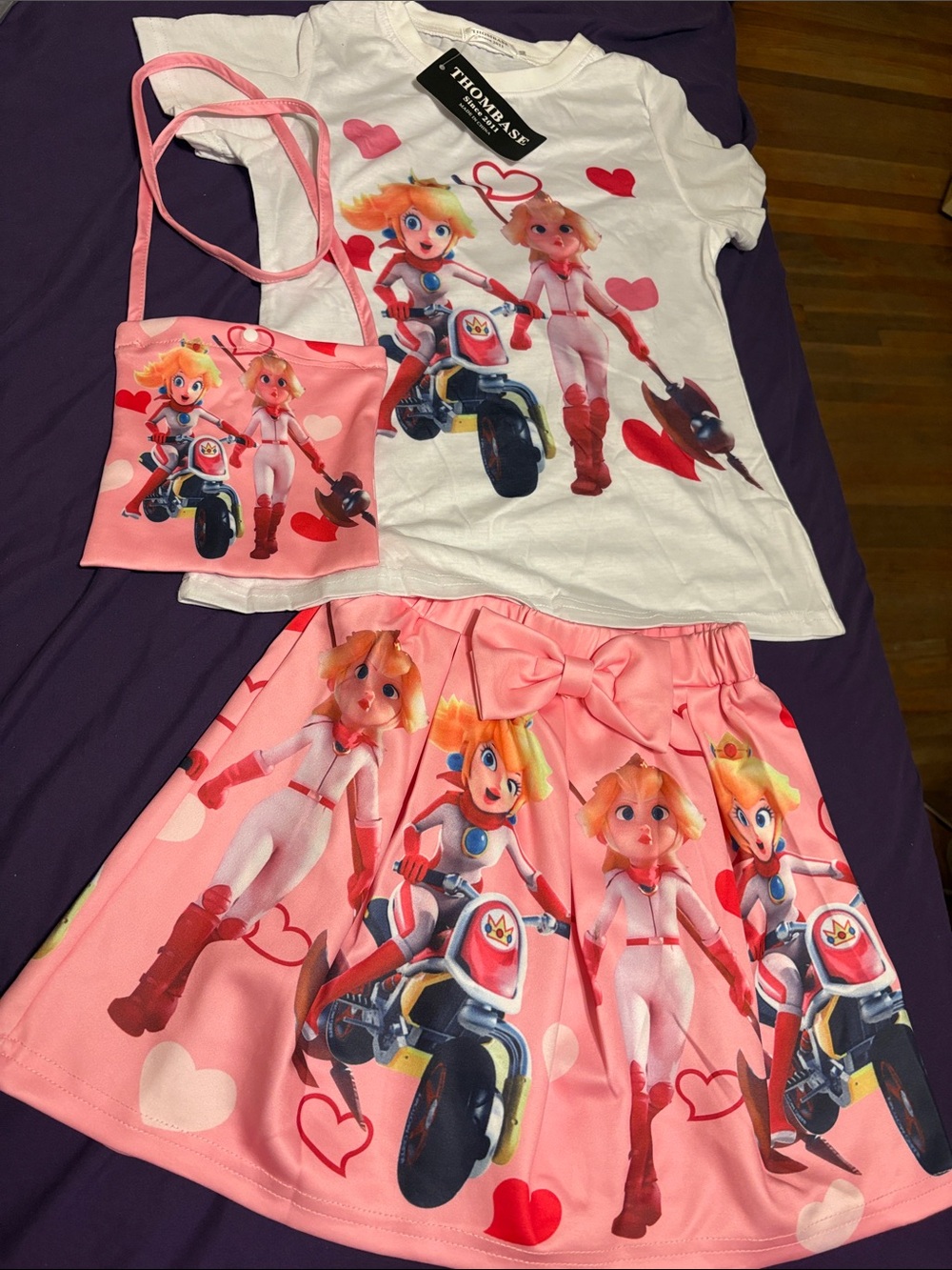 Girls Pink Character Crossbody Bag and Tee Set